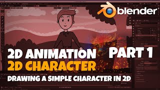 How to draw a Simple 2D Character in Blender 29 Grease Pencil Blender animation tutorial [upl. by Pacheco]