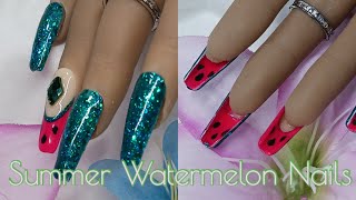 Peekaboo Watermelon Nails  Underside Art Nails [upl. by Abih103]