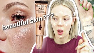 two day review CHARLOTTE TILBURY BEAUTIFUL SKIN FOUNDATION swatches compared to Airbrush Flawless [upl. by Inavihs]