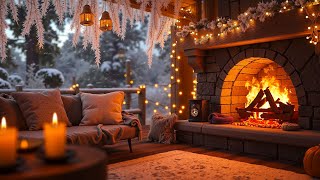 Peaceful Winter Porch Ambience ❄️ Crackling Fireplace Sounds for Relax amp Sleep [upl. by Navarro]