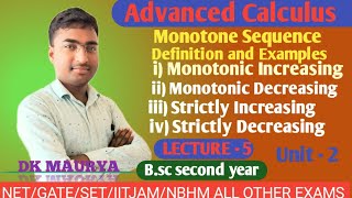 Monotonic Increasing Sequence  Monotonic Decreasing strictly Increasing And strictly Decreasing [upl. by Kahn]