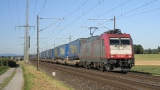 Crossrail BR 185 593 mit LKW Walter UKV in Hindelbank [upl. by Thorbert]