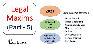 Legal Maxims  Meaning with Examples PART 5  Explained in Hindi [upl. by Hcirdeirf]