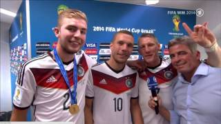 WM 2014 Finale Poldi amp Schweini geilstes Interview EVER dissen Mehmet Scholl J [upl. by Marih]