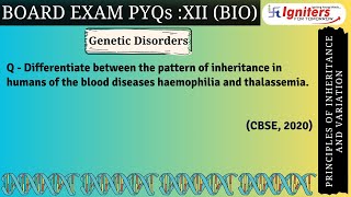 Differentiate between the pattern of inheritance in humans of the blood diseases haemophilia and [upl. by Nosydam]