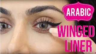 Super Easy Wing Liner Tutorial in Arabic\ كيفيّة رسم آيلاينر مجنّح \ مكياج عيون القطة [upl. by Nekial]