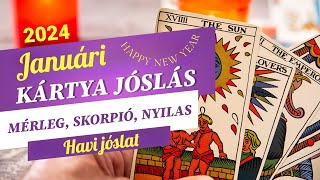 2024 JANUÁR havi kártyajóslás MérlegSkorpió Nyilas jóslás tarot cigánykártya csillagjegyek [upl. by Debarath]