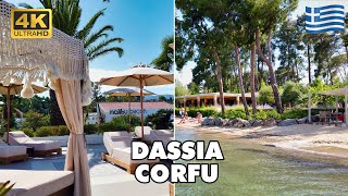 DASSIA 🌞 Corfu Island Greece 🇬🇷  Luxurious Resort amp Beautiful Sandy Beach 🏖️  4K UHD [upl. by Tima]