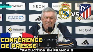 CONFERENCE DE PRESSE FR  Real Madrid vs Atlético Madrid  Ancelotti  Supercoupe dEspagne [upl. by Noirred]