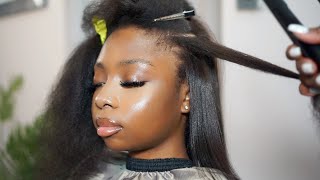 THE BEST HAIR WASHING🧼4B 4C hair 🫧Silk Press  Cut 🫧Very Engaging Salon Conversation 🫧 [upl. by Trebornhoj555]