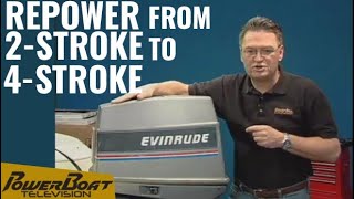 How to RePower a 2Stroke Outboard Engine to a new Mercury 4Stroke  PowerBoat TV Classic DIY [upl. by Jacquelyn]