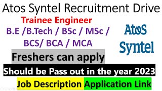 Atos Syntel Recruitment Drive  Atos Syntel hiring freshers  career at Atos Syntel  Atos jobs job [upl. by Tuinenga]