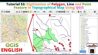 Digitization of Polygon Line and Point Feature in Topographical Map Using QGIS [upl. by Barty]