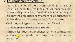 Microéconomie S2 partie 7 quot les rendements déchelle quot [upl. by Sternick]