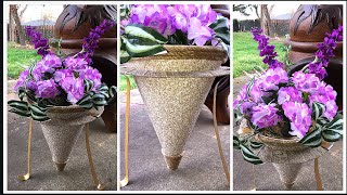 DIY DOLLAR TREE CONE PLANTER WITH STAND SPRING 2018 [upl. by Windzer]