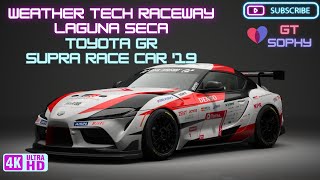 Gran Turismo 7  GT Sophy  Weather Tech Raceway Laguna Seca  GR Supra Race Car 19  PS5 4K [upl. by Trescha403]