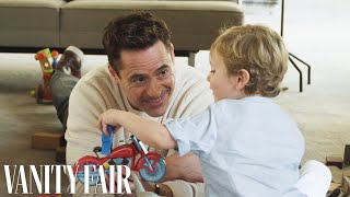 Robert Downey Jr and His Son Exton Play By the Pool  Vanity Fair [upl. by Imiaj380]