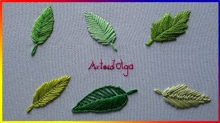 6 leaf embroidery stitches  Step by step  6 puntadas básicas para bordar hojas  ArtesdOlga [upl. by Verne]