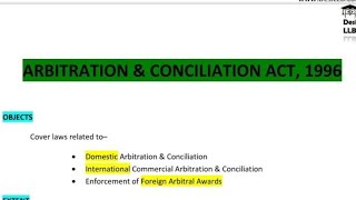 Arbitration amp Conciliation Act 1996  ADR [upl. by Pilif]