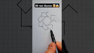 Easy optical illusion 3D draw 🤯😱🤔 shorts art 3d easydrawing [upl. by Nadya]