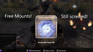 ESO 10 free Scalecaller crates opened  its raining mounts [upl. by Breh]