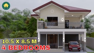 2 Storey House Design Idea with 4 Bedrooms and Balcony [upl. by Nell957]