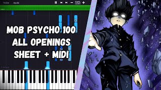 Mob Psycho 100 All Openings PIANO TUTORIAL SHEET  MIDI [upl. by Jo-Ann593]