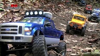 11 Trucks RC offroad adventures at Bangkit Road Trail SCX10 Honcho Jeep Defender [upl. by Nwahsak]