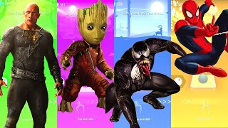 Ultimate Battle Black Adam vs Groot vs Venom vs Spiderman  Tiles Hop EDM Rush [upl. by Augustus]