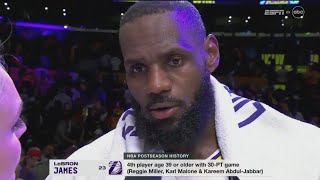 LeBron COURTSIDE INTERVIEWS  Los Angeles Lakers beat Denver Nuggets 119108 in Game 4 DEN lead 31 [upl. by Calista]