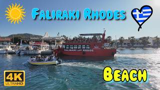 🌴Rhodos Faliraki Beach☀️ 🇬🇷 4k walkingtour rhodes faliraki greece [upl. by Zsuedat]