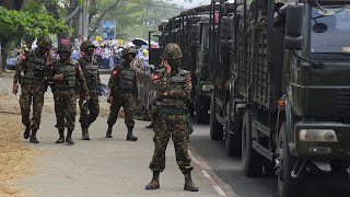 Myanmar Armoured vehicles seen in Yangon as Aung San Suu Kyis detention extended [upl. by Amees]