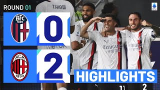 BolognaMilan 02  Pulisic scores on debut Goals amp Highlights  Serie A 202324 [upl. by Atalie]