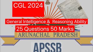 APSSB CGL 2024 General Intelligence and Reasoning Ability [upl. by Esme]