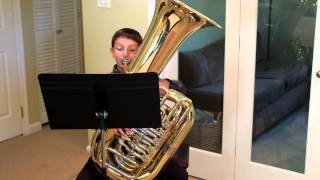 Diego Stine age 11 Gregson Tuba Concerto 1st Movement [upl. by Bohi]