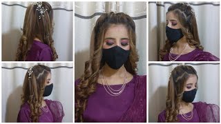 Easy and beautiful open hair hairstyle  Twisting with open curls  engagement traditional hairstyle [upl. by Arnold48]