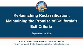 Relaunching Reclassification Maintaining the Promise of Californias Exit Criteria [upl. by Baudin]