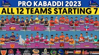 Pro Kabaddi 10  All 12 Teams Starting 7  PKL 2023 All teams Starting 7 [upl. by Etnoek210]