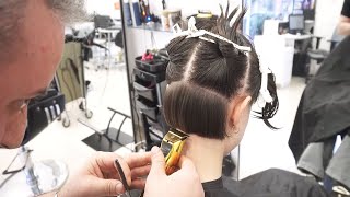 SUPER SHORT BOB HAIRCUT  FRENCH HAIRSTYLE [upl. by Nehtiek]