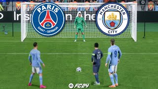 FC 24  Ronaldo Vs Messi  Manchester city Vs PSG  UCL FINAL Penalty Shootout  PS5 [upl. by Eillak975]