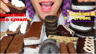 ASMR SANDWICH ICE CREAM KLONDIKE MOCHI ICE CREAM ZINGERS 크리미한 아이스크림 샌드위치 CURIEASMR [upl. by Thurber]