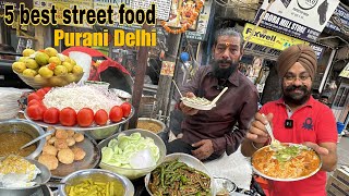 Top 5 Famous street food in Purani Delhi  Kulia ki chaat  1st floor wale chole kulche  kachori [upl. by Odnumde964]