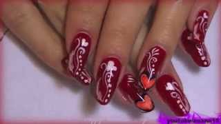 Valentines Day Nail Art Tutorial collaboration with Tyana1869make up [upl. by Adlihtam]