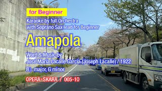 Bocelli style Amapola Karaoke played by full Orchestra with Soprano Sax lead for Beginner [upl. by Reinke]