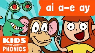 AI  A  E and AY  Similar Sounds  Sounds Alike  How to Read  Made by Kids vs Phonics [upl. by Hanzelin915]