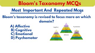 Blooms Taxonomy MCQs  Cognitive Affective Psychomotor Domains FPSC Pedagogy Mcqs [upl. by Yspyg]