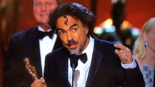 Discurso de Alejandro Gonzalez Iñarritu speech  Oscar 2015 [upl. by Kentiggerma]