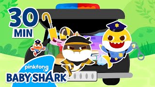 Police Baby Shark Catches the Thief  Compilation  Police Story for Kids  Baby Shark Official [upl. by Ayita]