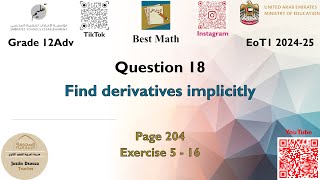 Implicit differentiation  Q18 P2  12A  EoT1 [upl. by Odom108]