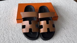 The Ultimate Luxury Unboxing Hermes Chypre Sandal Camel [upl. by Tnahsarp]